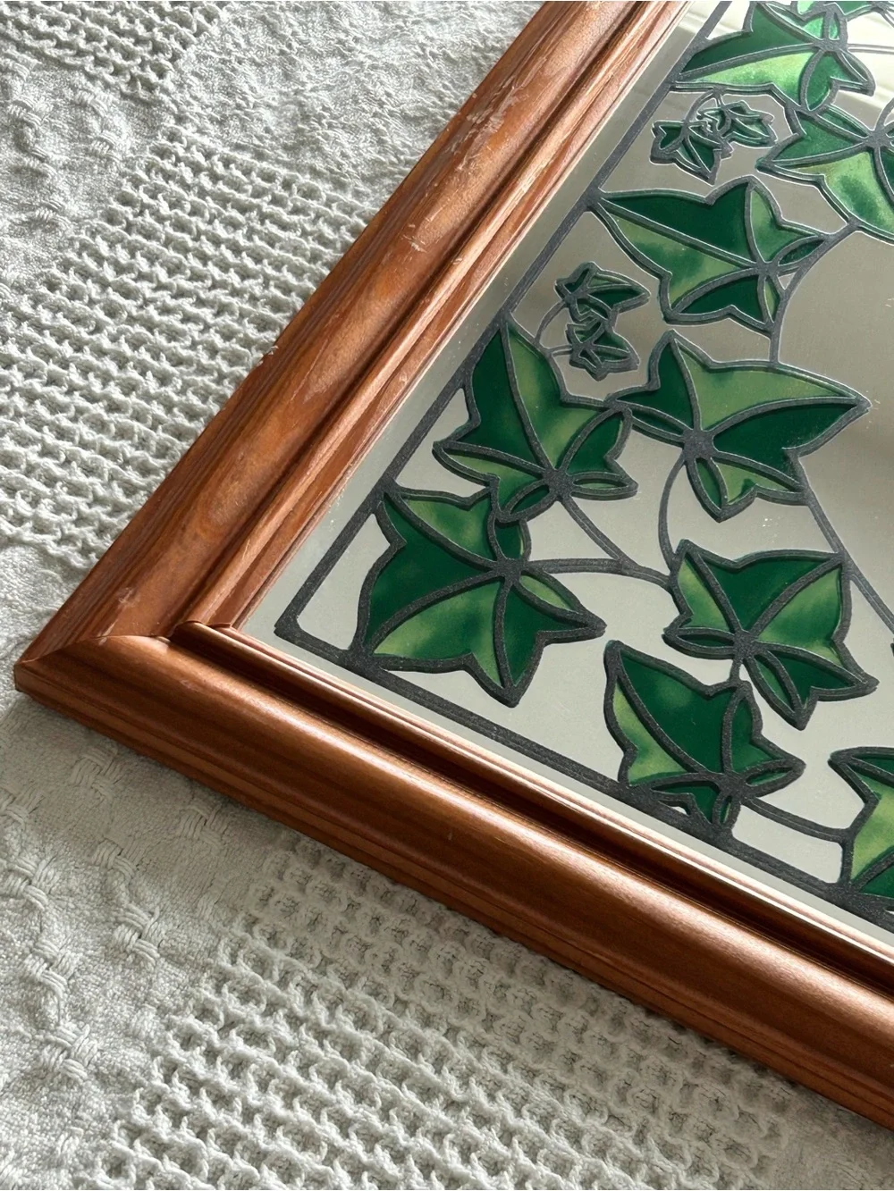 Framed Ivy Vine Decorative Wall Mirror - Green